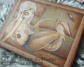 Feejee Mermaid - Limited Editon Canvas giclee Print - Made to Order -Fantasy zombie undead sideshow fiji