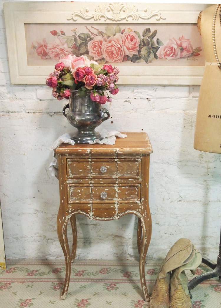 Painted Cottage Chic Shabby White Romantic French Night Table NT40