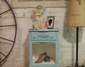 Painted Cottage Chic Shabby Aqua Romantic French Night Table