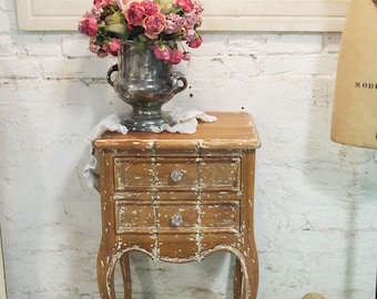 Painted Cottage Chic Shabby White Romantic French Night Table NT40
