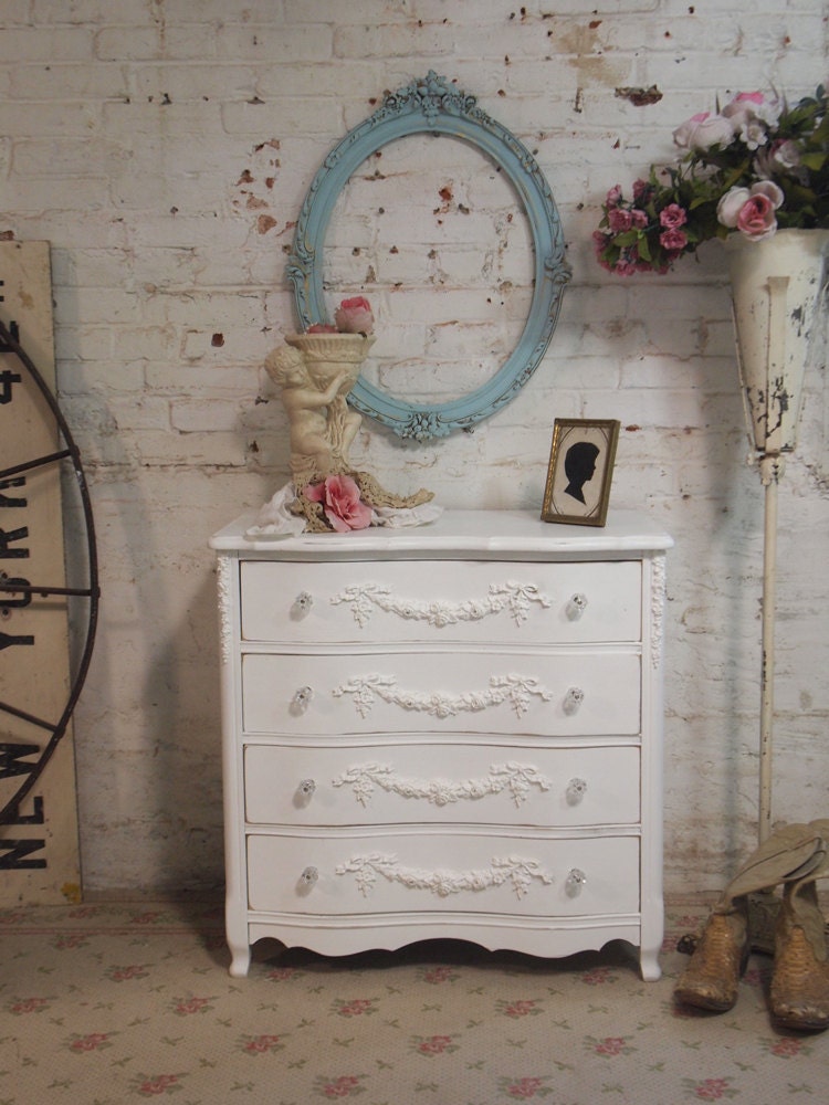Painted Cottage Chic Shabby White Romantic French Night Table NT116