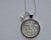 Vintage Dictionary Word Necklace Pendant KNIT