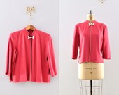 vintage 1940s jacket - coral cheongsam jacket / vintage 1940s blouse