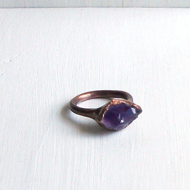 Amethyst Ring Cocktail Ring Gemstone Ring Birthstone Ring February Purple Violet Plum Rough Stone Ring
