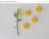 CLEARANCE SALE Golden yellow plastic handmade flower novelty buttons set of four
