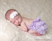 Purple Lace Ruffle Bloomers, Newborn Baby Girls Photography Prop, Diaper Cover Infant Photo Prop, Ready to Ship