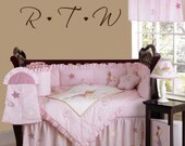 PERSONALIZED INITIALS DECAL with Hearts Wall Art Decals Vinyl Lettering Initials Home Wall Decor Bedrooms Foyers Great Room Living Space