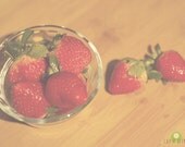 Red Strawberries photo - 8x10 fine art photo - Still life, summer fruit, red fruit, kitchen decor, rustic, food photography, green