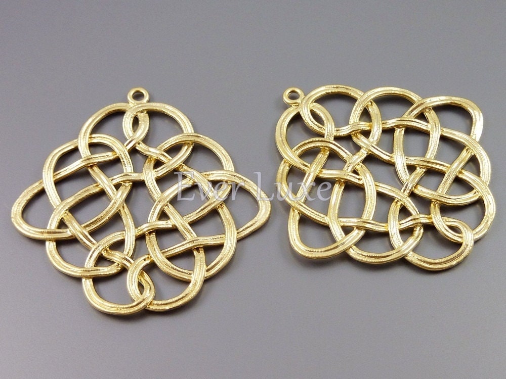 1772-MG (BULK 6 pcs) Matte gold plated Celtic knot pendants