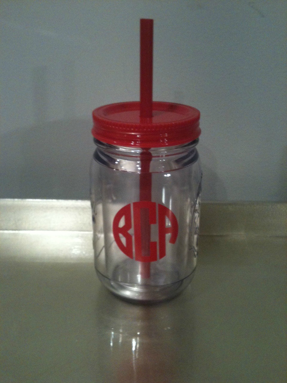 Personalized Mason Jar Acrylic Tumbler With Straw
