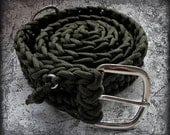 Olive Drab 550 Paracord Survival Belt with buckle...from belt to rope in seconds