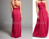 Convertible Dresses Long A-line Floor Length in Cerise Made to Order in your size
