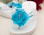 Bride-to-Be Bridesmaid Bridal Party Bachelorette Party Wedding Wedge White Flip Flops - Choose your color and size