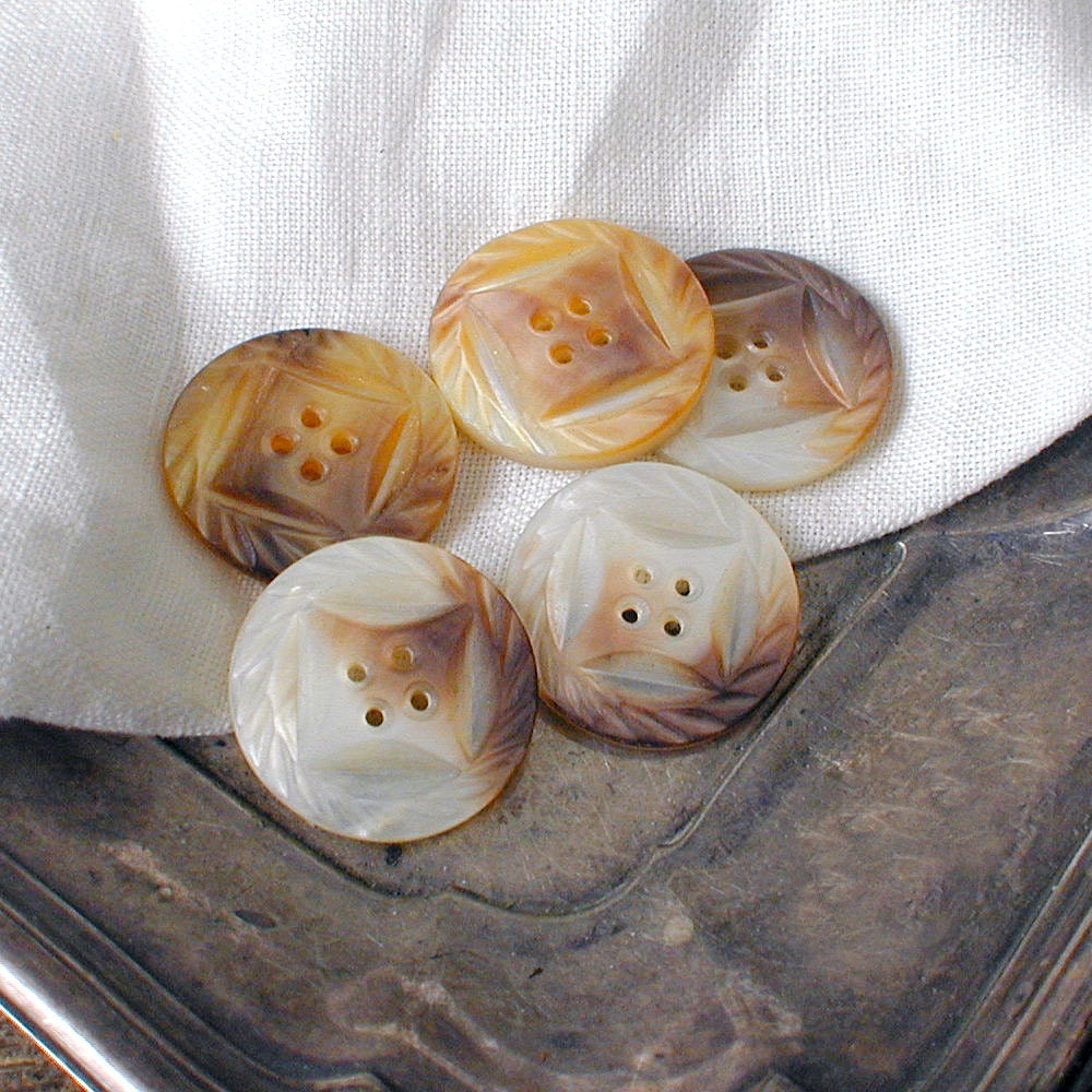 Antique Carved Shell BUTTONS Pearls from the Sea