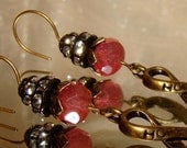 Hope ribbon rhinestone and picasso bead earrings pamelia designs