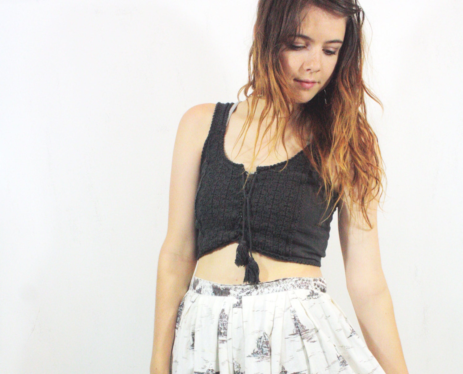 White Sequined Port Skirt S M