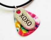 Charity Guitar Pick Necklace Hugs and Kisses XOXO