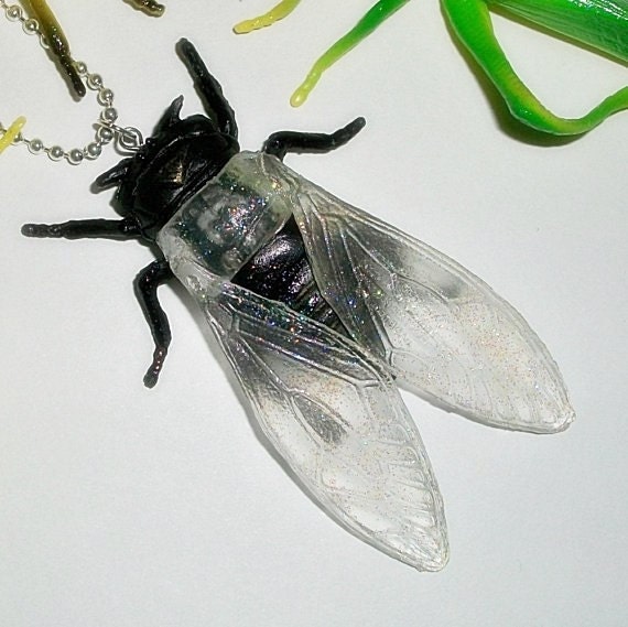 SALE Fly Necklace with Chain Entomology Insect Pendant