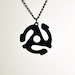 45 Record Adapter necklace in black stainless steel - Vinyl Record Music Jewelry