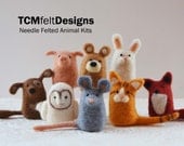 2 needle felted animal kits, wool DIY complete fiber art kits for beginners
