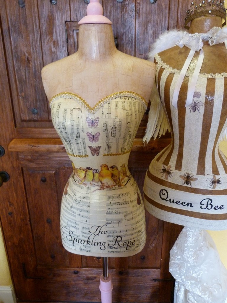 Dress Form Mannequin Vintage Fashion Sheet Music Instruments Custom Business Name Free Shipping And Layaway Available