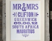 Bespoke Letterpress Wedding or Anniversary Print