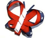 Fourth of July/ Memorial Day Butterfly Ribbon Sculpture Hair Bow Clippie (2)