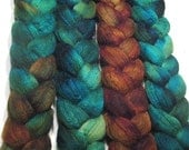 Wonder Bundle Merino / tussah silk roving 9.1 oz Coral Reef Dream - spinning and felting fiber