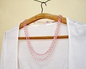 Pastel Pink  Clear Beaded Necklace,Crystal Jewelry
