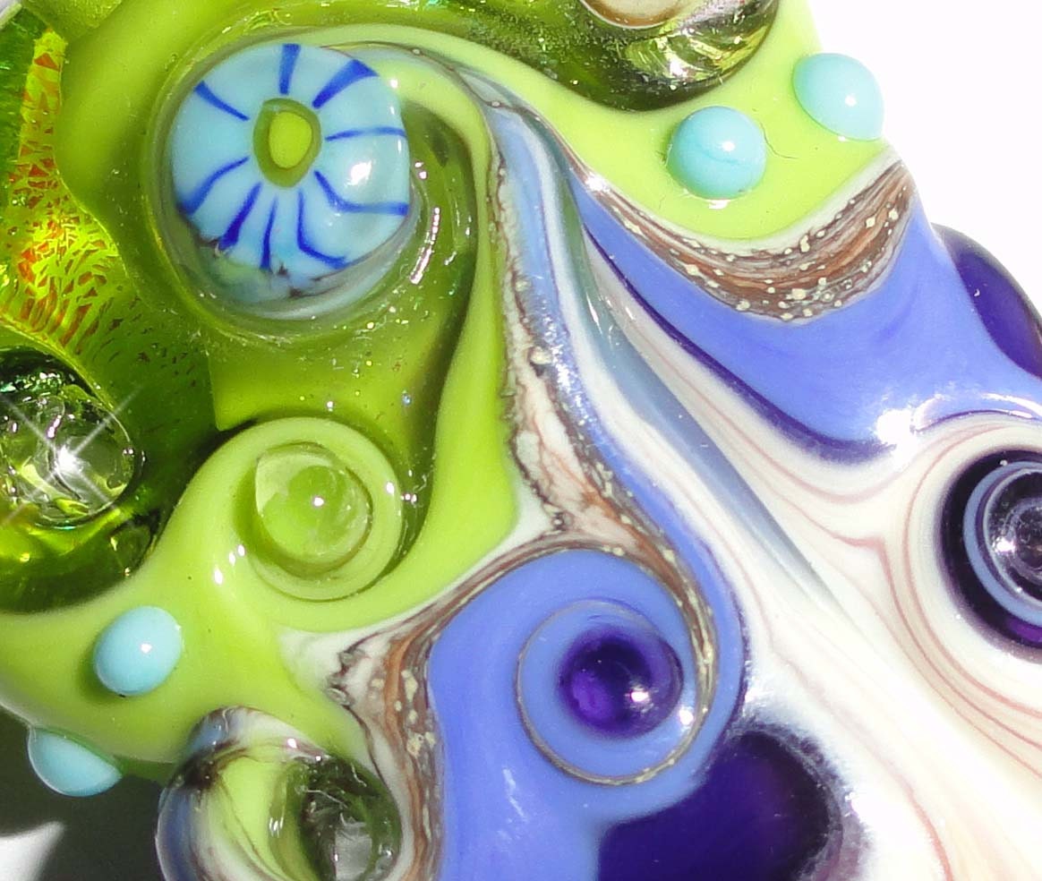 Periwinkle Feathers..... An ORIGINAL "Sea Bead" by Beatlebaby Glassworks...Handmade LampworkOrganic Focal
