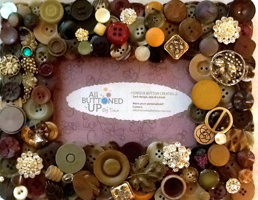 Wine Themed Button Picture Frame in Earth-tones and Wine for 4"x6" photo