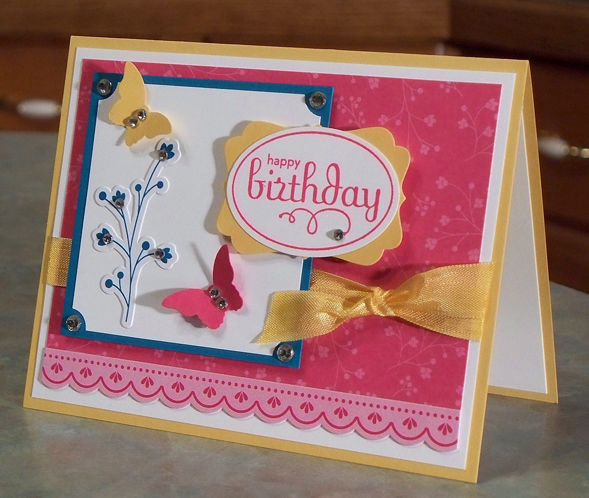 Handmade Feminine Birthday Card - Stampin Up Perfect Punches