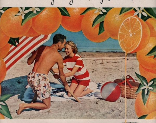 vintage orange juice florida the beach 1947 advertisement