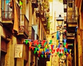 Barcelona photography 8x10 / Carnival Forever / garland / colofrul bokeh photo / nursery art / travel photo / romantic wall art