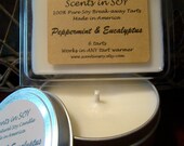BUY BOTH & SAVE - Peppermint and Eucalyptus - 8 oz Premium Soy Candle Tin and Soy Tarts