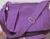 Dark Purple Canvas Hobo Pleated Bag including Matching Key Fob