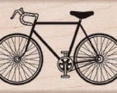 Road Bike / Bicycle Rubber Stamp - Woodblock Craft Stamp (E5496)