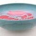Red and Turquoise Bowl Handmade Stoneware Large Bowl Muddy Paws Pottery