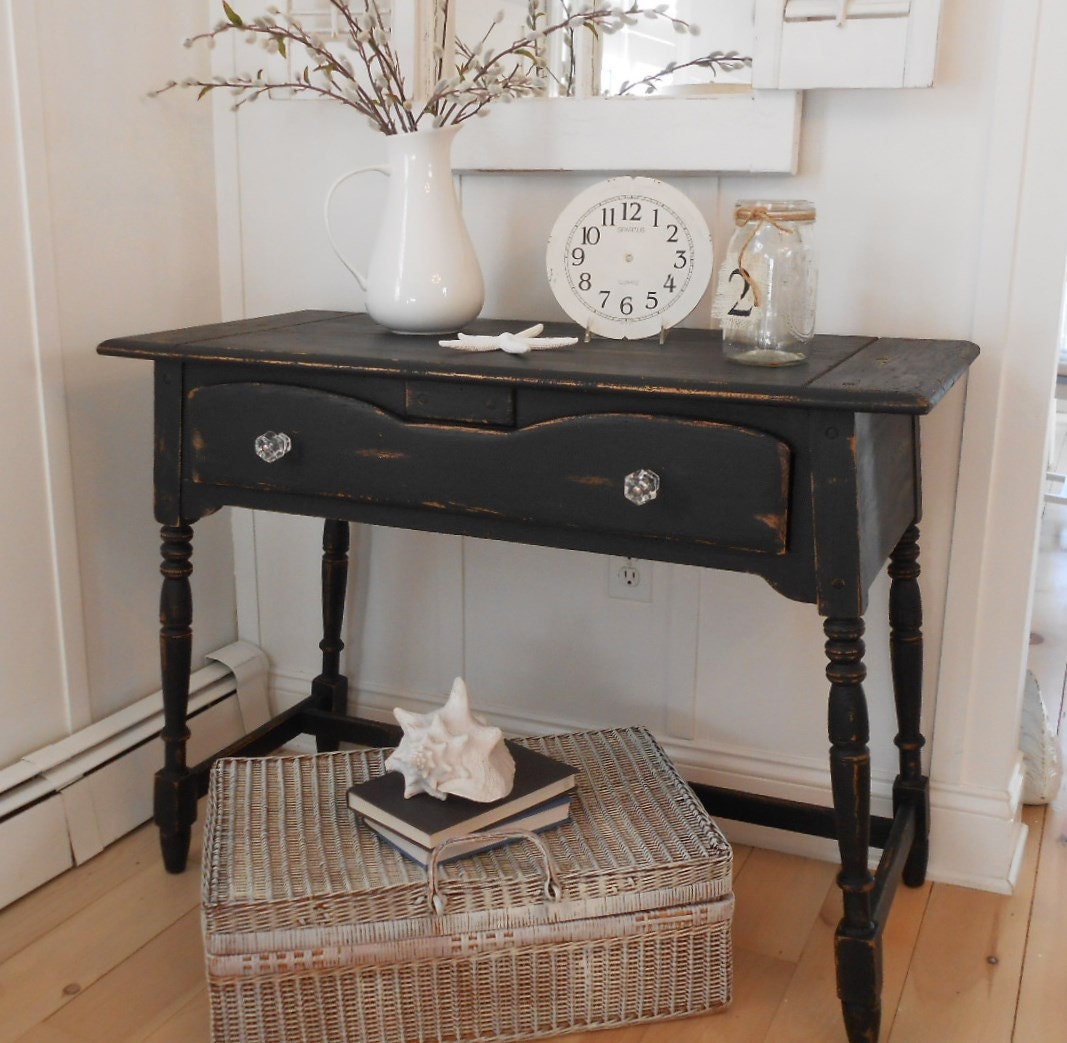SOld to Stephanie                black table shabby chic sofa table and window