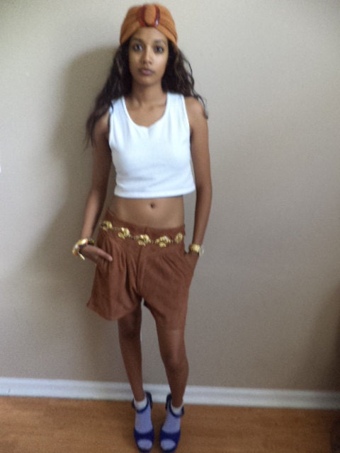 CLOSING SALE Handmade suede distressed  leather shorts size sm or med