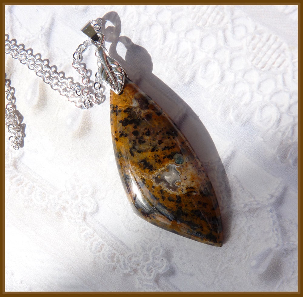 Petrified Wood Opal -Natural Stone - Necklace  DC 8338
