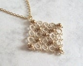 Tudor Beaded Lace Pendant in Tatting - Celia