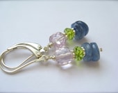 Gemstone Earrings,  Kyanite , peridot Earrings, Pink amethyst, Petit Earrings