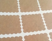 Kraft 1.5" Scalloped Square Matte Stickers DIY - 90 Peel and Stick Labels