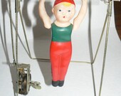 Vintage Celluloid Gymnast Doll Wind Up Performing Toy Japan Kikaitaiso Gymnastics