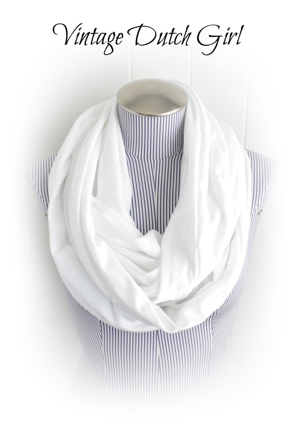 White Infinity Scarf, Jersey Knit Loop Scarf, Breastfeeding Nursing Scarf