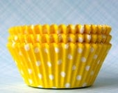 Cupcake Liners - Yellow Polka Dot Cupcake Papers / Baking Cups (45)