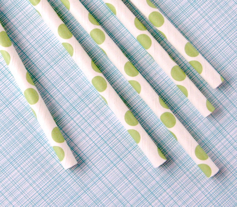 Green Polka Dot Paper Straws with DIY Flags (25) Il_170x135