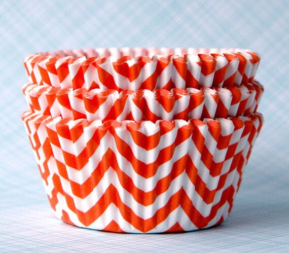 Orange Chevron Cupcake Liners / Cupcake Papers (50) Il_570xn