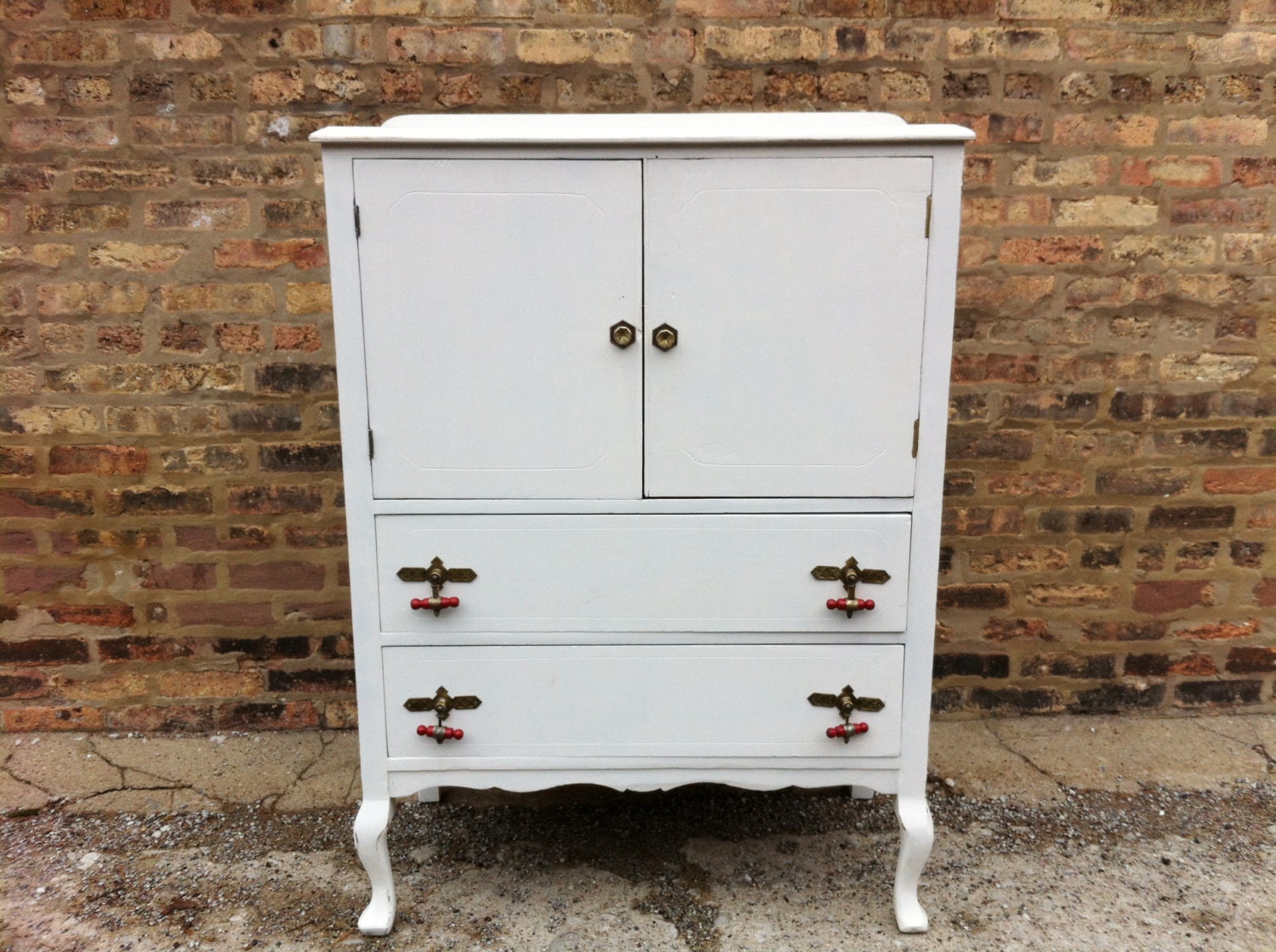Vintage Chest Of Drawers In White Linen